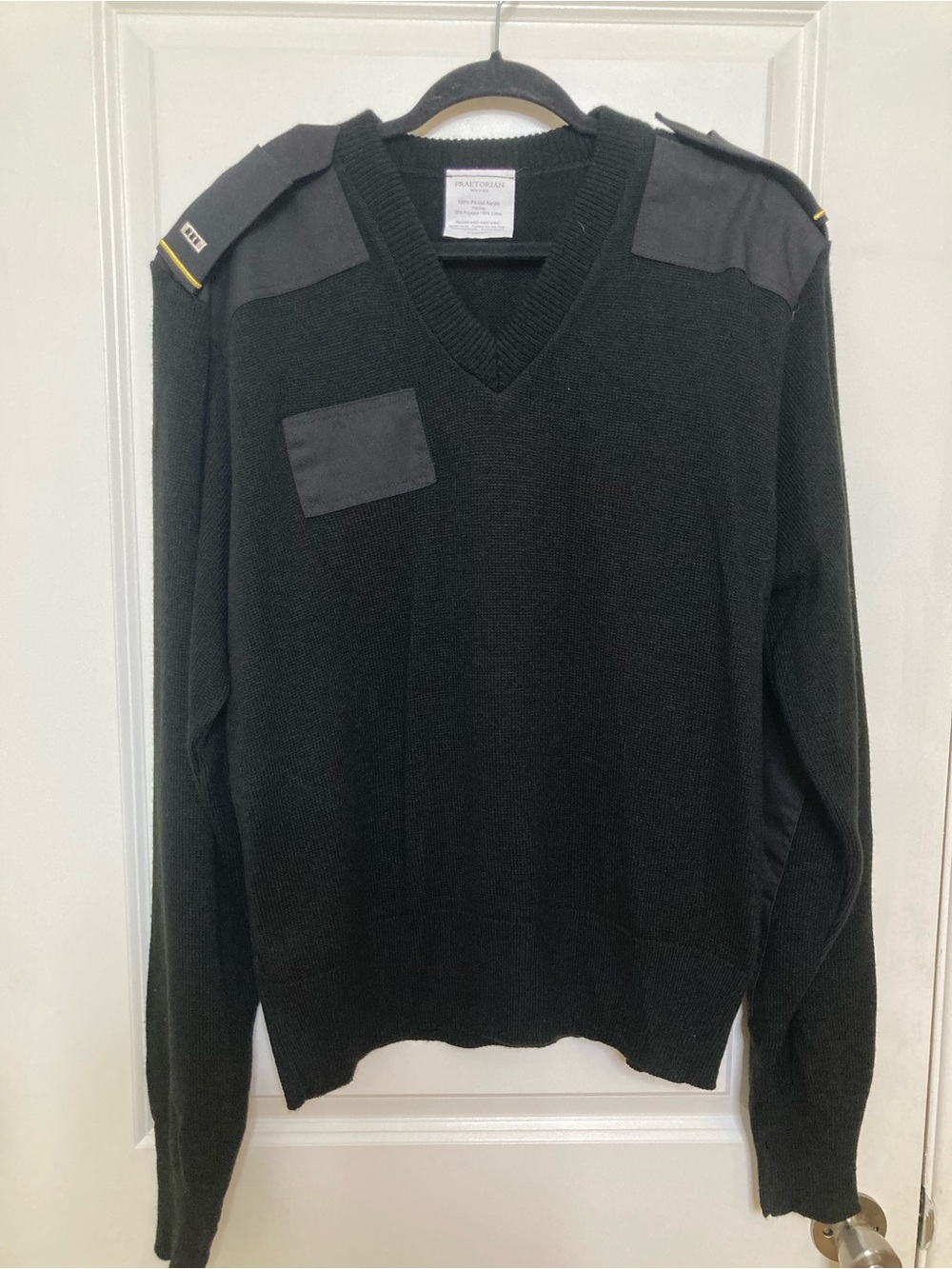 Vintage Praetorian Military Commando Sweater Black V Neck Tactical USA Made XL